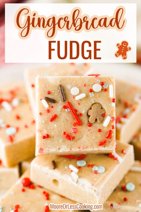 If you love the cozy gingerbread flavors of cinnamon, ginger and molasses, then this holiday candy recipe is for you! This easy Gingerbread Fudge takes just minutes to prepare for a creamy and sweetly spiced candy that's perfect for Christmas. Gingerbread Cookie Mix, Gingerbread Fudge, Edible Holiday Gifts, Holiday Candy Recipes, Easy Gingerbread, Seasonal Baking, How To Make Gingerbread, Fudge Ingredients, Christmas Fudge