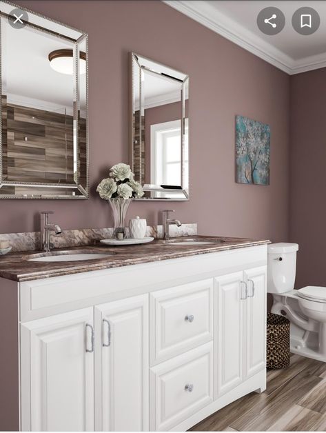 Pink And Brown Bathroom, Mauve Bathroom, Bathrooms Mirrors, Popular Bathroom Colors, Inspiration Bathroom, Brown Bathroom, Classic Bathroom, Bathroom Color, Pink Bathroom