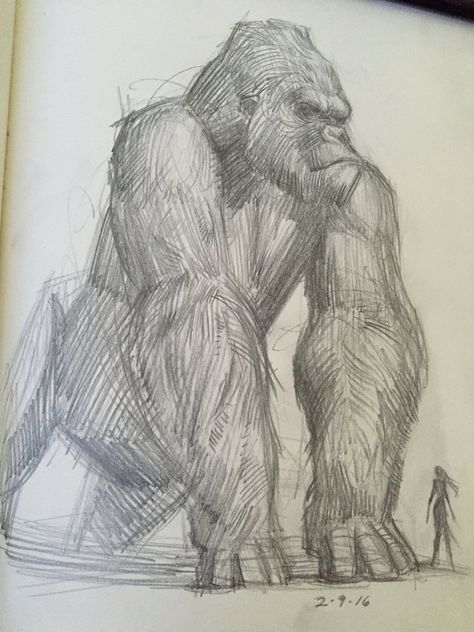 the biggest, the baddest Come join 'Just Draw! 2016', I post daily topics to draw! We have a great interactive and very supportive community, come draw with us!! www.facebook.com/groups/justdr… Topics To Draw, Pencil Drawing Ideas, King Kong Art, Gorillas Art, Gorilla Tattoo, Pencil Drawings Of Animals, Animal Drawings Sketches, The Baddest, Kaiju Art