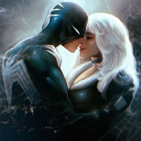 Symbiote Spider Man, Black Cat Comics, Spiderman Black Cat, Spiderman Girl, Symbiote Spiderman, Venom Spiderman, Black Cat Anime, Venom Comics, Black Cat Marvel