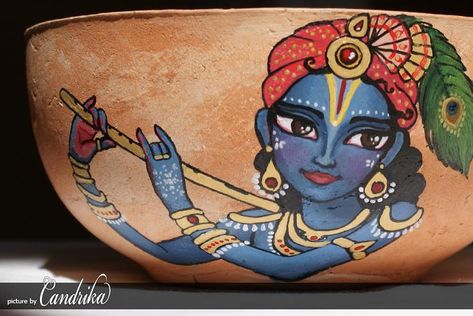 Krishna Playing Flute, Worli Painting, Playing Flute, Pot Painting, Indian Art Gallery, Krishna Radha Painting, Krishna Painting, God Art, Krishna Art