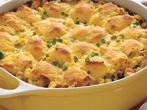 Casserole With Cornbread Topping, Chicken And Cornbread Casserole, Chicken Cornbread Casserole, Chicken And Cornbread, Cornbread Topping, Buttery Cornbread, Spinach Lasagna Rolls, Chicken Cornbread, Chewy Molasses Cookies