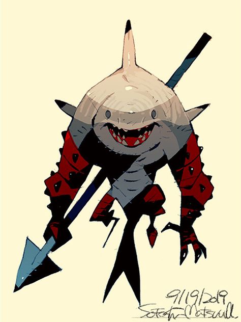 Shark Knight, Whyt Manga, Satoshi Matsuura, Arte Peculiar, Mike Mignola, Monster Concept Art, Jack Kirby, Animation Reference, Monster Design