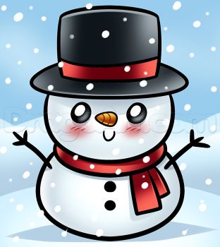 drawing a kawaii frosty the snowman Cute Snowmen Drawings, Snowman Drawing, Draw A Snowman, Easy Christmas Drawings, Snowman Cartoon, Winter Drawings, Snowmen Pictures, Snowman Images, Easy Drawing Tutorial