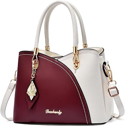 SiMYEER Purses and Handbags Top Handle Satchel Shoulder Bags Messenger Tote Bag for Ladies Dark Red Purse, Red Purse, Trendy Handbags, Leather Handbags Crossbody, Satchel Tote, Leather Bag Women, Casual Tote, Shoulder Messenger Bag, Botswana