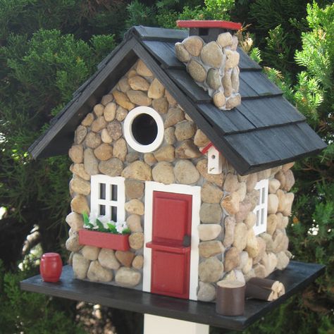 Found it at Wayfair - Cottage Charmer Series Windy Ridge 11 in x 9.5 in x 9.5 in Birdhouse Beautiful Birdhouses, Bird Houses Ideas Diy, Garden Birdhouses, Bird Houses Painted, Decorative Bird Houses, Diy Bird Feeder, Diy Birds, Bird Houses Diy, Stone Cottage