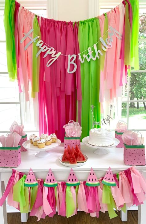 Celebrate With A Very “Stylish” Shop Watermelon Birthday Party Theme, Baby Shower Watermelon, Fringe Decor, Watermelon Theme, Watermelon Birthday Parties, Birthday Party Backdrop, Fruit Birthday, Backdrop Birthday, Watermelon Party