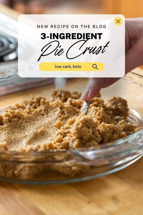 A press-in keto pie crust that requires just 3 simple ingredients and comes together in 5 minutes. Can be used for sweet pies or tarts, or in savory pies like quiche and tomato pie. Thm Pie Crust, Keto Nut Crust For Pie, Keto Tart Crust, Keto Pies Recipes Easy, Keto Pie Crust Recipes, Keto Pie Recipes, Healthy Pie Crust Recipe, Oatmeal Pie Crust, Healthy Pie Crust