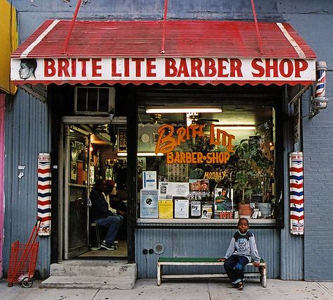 Brite Lite Barber Shop in Harlem | Brite Lite Barber Shop in… | Flickr Barber Shop Interior, Barbershop Design, Barber Shop Decor, Shop Fronts, Shop Plans, Store Front, Shop Window, Shop Display, Shop Interior