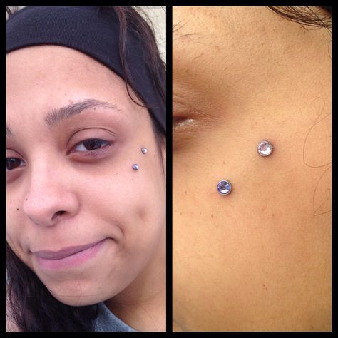 Piercing With Industrial, Anti Eyebrow Piercing, Face Dermal Piercing, 3 Lobe Piercings, Anti Eyebrow, Microdermal Piercing, Dimple Piercing, Surface Piercing, Aaliyah Haughton