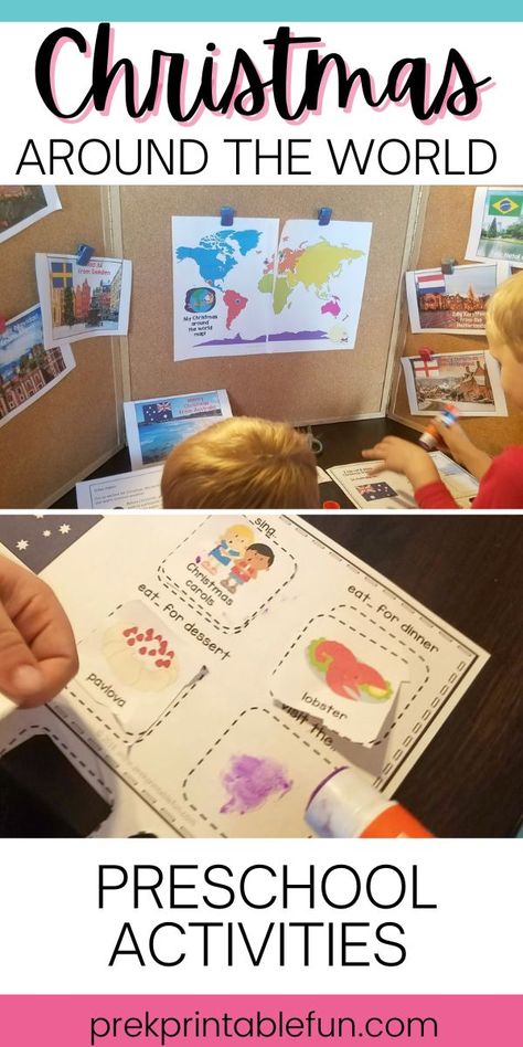 The World Preschool Activities, World Preschool Activities, Around The World Preschool Activities, Christmas Around The World Preschool, Around The World Preschool, Christmas Traditions Around The World, December Lesson Plans, Countdown Activities, December Lessons