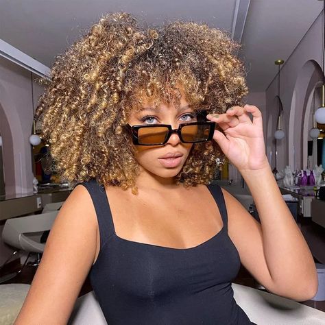 Look what I found on AliExpress Black Naturally Curly Hair, Black Women Hair Color, Short Curly Afro, Wigs Brown, Blonde Natural Hair, Curly Afro Wig, Blonde Natural, Short Afro, Blonde With Pink