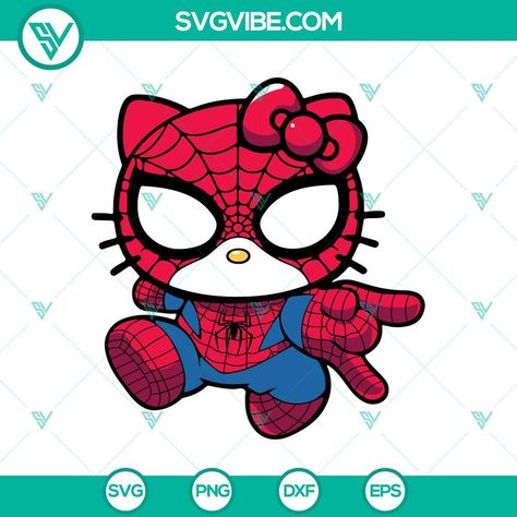 Spider Kitty SVG, Hello Kitty in Spiderman Outfit Vector Clipart These design files can be utilized by individuals to craft logos or graphics. Cartoons SVG Files , hello kitty Are you searching for clip art that stands out in charm and quality for your creative work? You’ve arrived at the perfect destination! Our images are versatile and ideal for designing t-shirts, embellishing scrapbooks, creating vinyl wall art, producing stickers, making invitation cards, enhancing websites, and much Subliminal Design, Spider Kitty, Spiderman Outfit, Tiktok Pfp, Christmas Shadow Boxes, Craft Logo, Products Photography, Hello Kitty Cartoon, Kitty Images