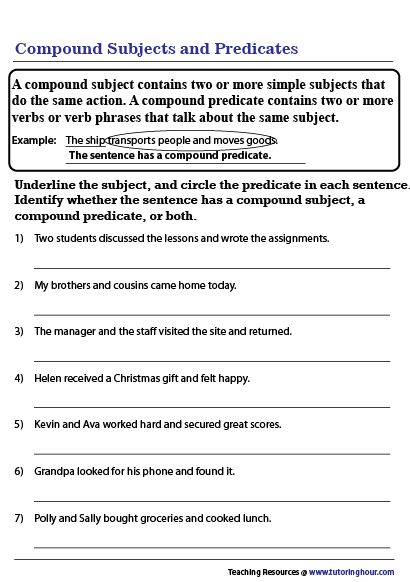 Compound Predicate, Sentence Grammar, Compound Subjects And Predicates, Compound Sentence, Sentence Anchor Chart, Simple And Compound Sentences, Compound Subject, Easy Grammar, Classroom Motivation