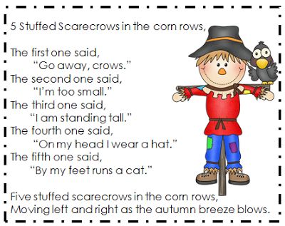 Holly's Hobbie: Scarecrow Poem November Poems, Scarecrow Song, Rhymes For Kindergarten, Kindergarten Poems, Storytime Themes, October School, Farm Theme Preschool, Infant Lesson Plans, Fall Preschool Activities