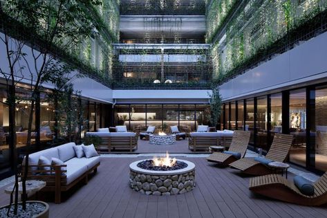 Nature Hotel, Atrium Design, Beppu, Green Facade, Hotel Pool, Patio Interior, Marriott Hotels, Home Good, Free Hotel