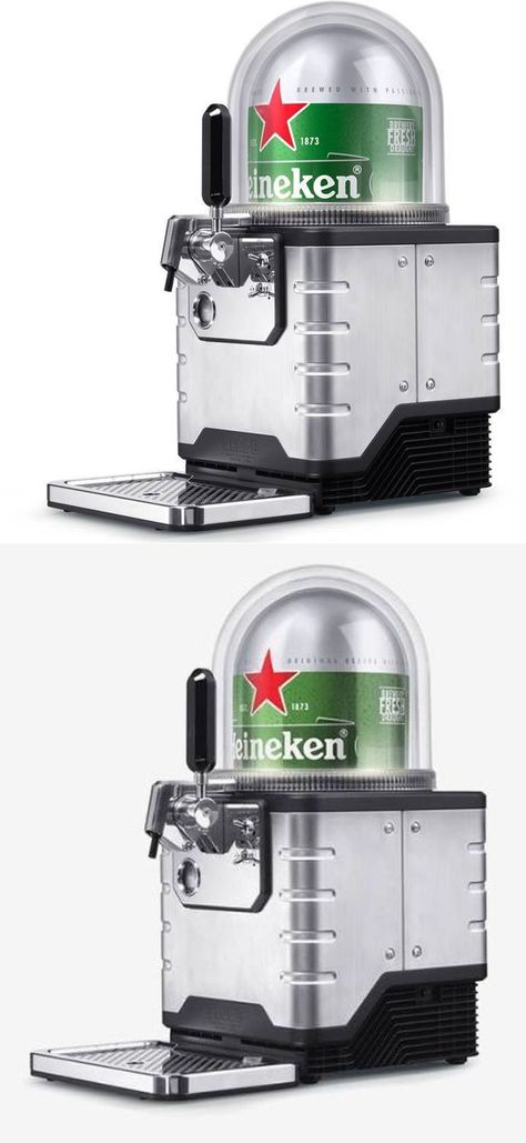 Make a bar on any counter with Heineken’s Blade draught beer dispenser #beerdispenser Draught Beer, Draft Beer Bar, Beer Machine, Beer Dispenser, Best Smart Home, Smart Home Appliances, Bar Shed, Simple Kitchen Remodel, White Appliances