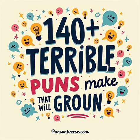 Get ready to pun-der the weight of humor with "140+ Terrible Puns That Will Make You Groan"! 😂 These groan-worthy gems are the perfect remedy for a dull day. Dive into a world of wordplay that’s pun-stoppable! 🌟 Guaranteed to tickle your funny bone and maybe even roll your eyes! 

Tags: #puns #funny #humor #wordplay #groanworthy #laughter #jokes #dadjokes #sillyslogans Eye Puns Humor Funny, Pun Intended Captions, Terrible Puns, Puns Funny, Corny Jokes, Puns Jokes, Word Play, One Liner, Funny Humor