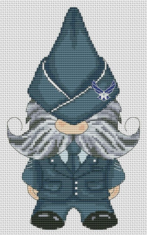 Air Forse Gnome Cross Stitch Pattern Gnome Cross Stitch | Etsy