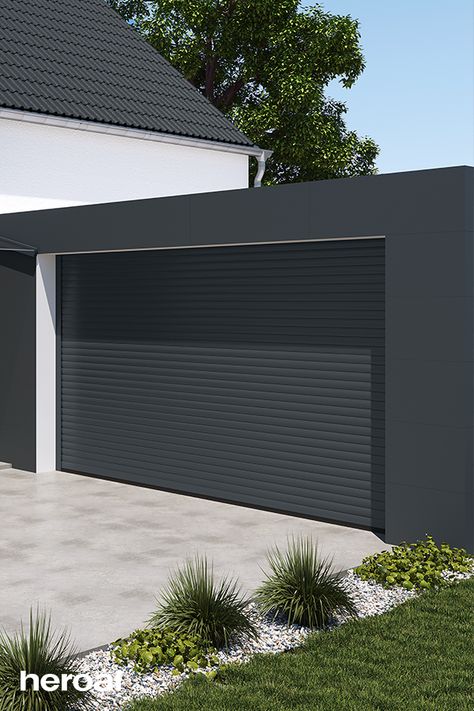 Aluminum Garage Doors Modern, Roll Up Garage Door Ideas, Folding Garage Doors, Side Hinged Garage Doors, Black Garage Doors, White Garage Doors, Roll Up Garage Door, Roll Up Door, Carriage House Doors