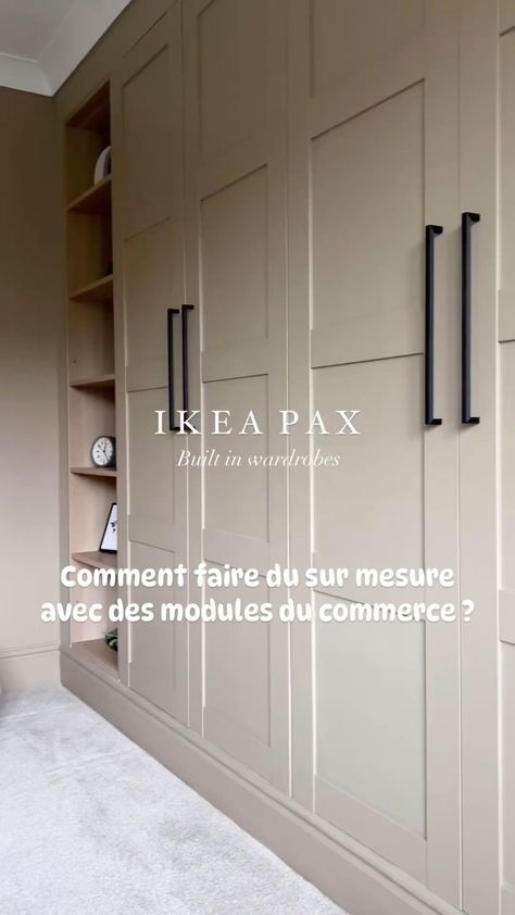 So Nice Déco (Sophie Gusméroli) | architecte d’intérieur | Comment faire du sur mesure avec des modules du commerce ? Voici une technique pour transformer un dressing Ikea en dressing sur mesure.… | Instagram Ikea Floor To Ceiling Storage, Dressing Ikea Hack, Dressing Entree, Floor To Ceiling Closet, Dress Room Ideas, Idee Dressing, Dressing Pax Ikea, Dressing Diy, Inspiration Dressing