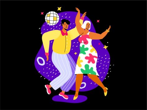 Disco flat illustration by Boyko on Dribbble Design Research, Flat Illustration, Ux Design, Get Inspired, Creative Professional, Illustration Design, Illustrator, Tops Designs, Design Inspiration