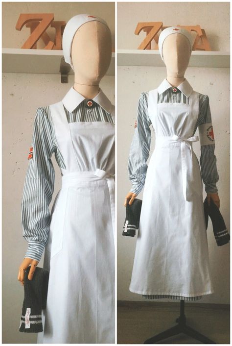 Vintage Nurse Costume, Ww2 Nurse Uniform, Ww2 Nurse, Hospital Clothes, Nurse Character Design, Medical Clothes, Nurse Outfit Aesthetic, Nurse Outfits, Nurse Outfit