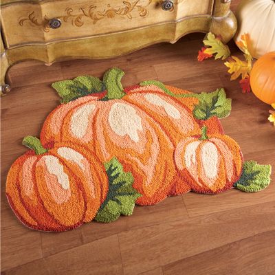 Fall Room Inspiration, Fall Pumpkin Patch, Pumpkin Ornaments, Fall Room Decor, Fall Doormat, Welcome Door Mat, Paint Your House, Fall Wall Decor, Hooked Rug