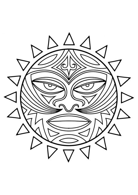 Tiki: Maori / Polynesian symbol - JustColor.net : Free adult printable coloring pages Tiki Coloring Pages, Tattoo Coloring Pages For Adults, Tattoo Coloring Pages, Vision Marvel, Coloring Page For Adults, Symbol Tattoos, Drawing Simple, Maori Tattoo, Coloring Pages For Adults