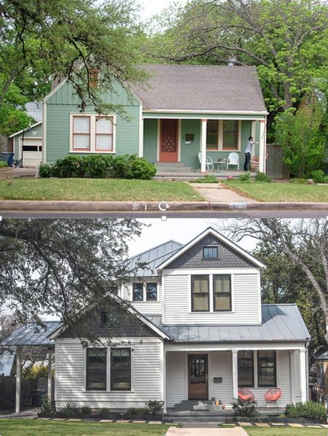 Nice before & after by Clayton & Little Architects  http://www.houzz.com/ideabooks/24093355?utm_source=Houzz&utm_campaign=u450&utm_medium=email&utm_content=gallery4 1 Story To 2 Story Remodel, Add On Second Story, Small Second Story Addition, Two Story Addition To One Story House, Cottage Second Floor Addition, Cape Code Second Floor Addition, Adding A Second Story To A House Before And After, Adding A Floor To Your House, Adding Second Story To Bungalow