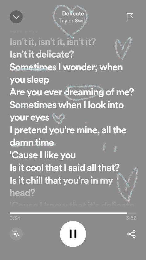 Delicate by Taylor Swift :) Taylor Swift Delicate Lyrics Wallpaper, Delicate By Taylor Swift, Delicate Wallpaper Taylor Swift, Delicate Taylor Swift Aesthetic, Delicate Taylor Swift Lyrics, Delicate Taylor Swift, Taylor Swift Delicate, Taylor Swif, Taylor Songs