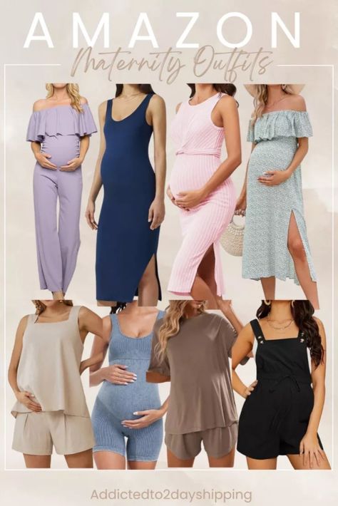 Stay cool and stylish throughout your pregnancy with our collection of affordable summer maternity dresses! Shop now for the best deals on trendy maternity clothes from Amazon Fashion. Summer Maternity Clothes, Dresses From Amazon, 2 Pieces Outfits, Cute Sundresses, Maternity Romper, Maternity Overalls, Hot Weather Outfits, Pieces Outfits, Maternity Clothes Summer