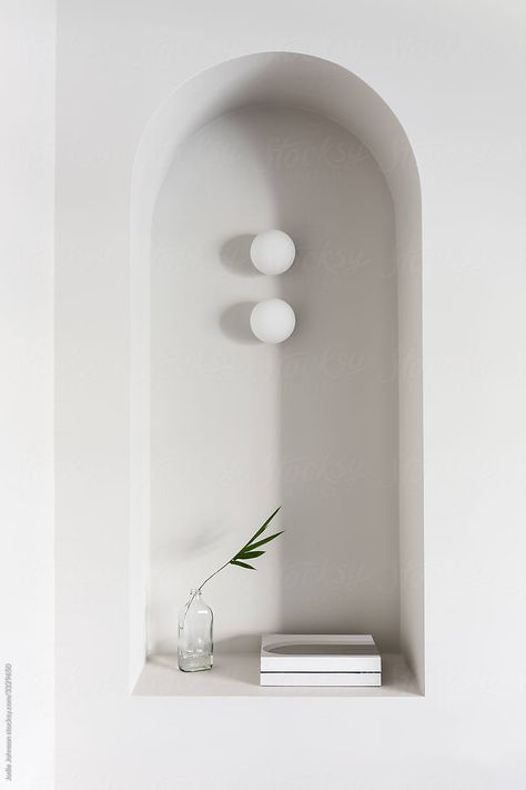 Arched Wall Niche | Stocksy United Arched Niche In Wall, Niche Living Room, Arched Wall Niche, Recessed Wall Niche Ideas, Niche In Wall, Modern Wall Niche, Wall Niche Ideas, Decor Business Ideas, Home Decor Business Ideas