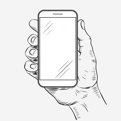 Mobile phone in hand | Premium Vector #Freepik #vector #technology #hand #computer #phone Hand Holding Cellphone Drawing, Phone Drawing, Iphone Drawing, Instagram Gradient, Drawing Poses Male, Hand Holding Phone, Holding Phone, Computer Drawing, Hand Phone