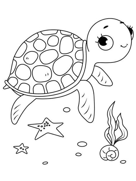 Sea Turtle Coloring Pages, Turtle Coloring, Ocean Coloring Pages, Turtle Coloring Pages, Summer Coloring Pages, Easy Coloring Pages, Sea Theme, Animal Coloring Pages, Book Page