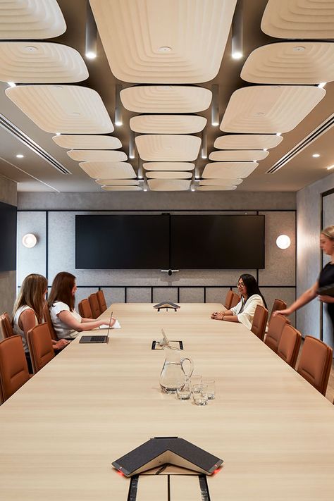 Suspended Ceiling Design, Board Room Design, Office Ceiling Design, Meeting Room Design Office, Siren Design, Small Office Design Interior, Conference Room Design, Ceiling Feature, Woven Image