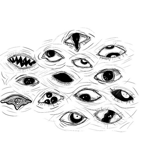 3 Eyes Tattoo, Eyes Tattoo Design, Eye Tattoo Design, Eyes Tattoo, Abstract Tattoo Designs, Idea Tattoo, Creepy Eyes, Drawing Cartoon Faces, Creepy Tattoos