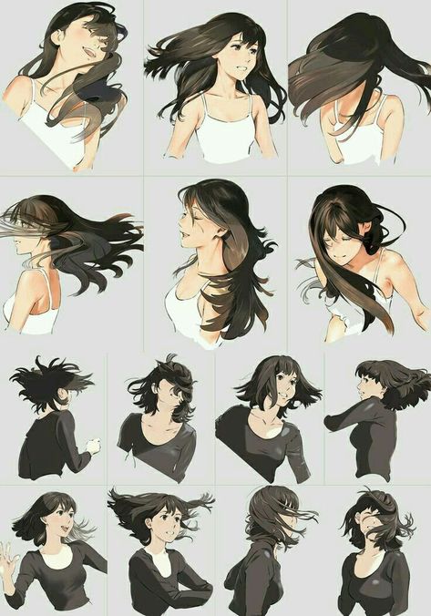 Underwater Drawing, Drawing Hair Tutorial, Drawing Hair, 캐릭터 드로잉, Digital Painting Tutorials, Character Poses, Anime Hair, Hair Reference, Anime Drawings Tutorials