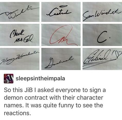 Richard's Gabriel signature makes me happy to be alive. Supernatural Bloopers, Supernatural Tumblr, Supernatural Tattoo, Supernatural Imagines, Supernatural Wallpaper, Supernatural Quotes, Supernatural Memes, Supernatural Dean, Supernatural Fans