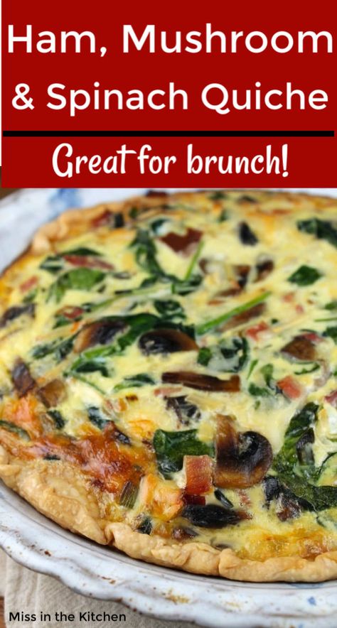 Dinner Quiche Recipes Easy, Ham And Mushroom Pie, Ham Mushroom Quiche, Ham And Mushroom Quiche Recipes, Quiche Filling Recipes, Ham And Spinach Quiche Recipes, Spinach Mushroom Quiche Recipes, Quiche Filling Ideas, Dinner Quiche Recipes