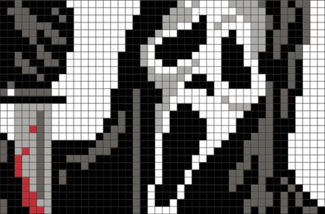 Ghostface Crochet Graph, Ghostface Grid Pattern, Ghostface Pixel Art Grid, Ghostface Cross Stitch Pattern, Scream Pixel Art Grid, Pixel Art Grid Halloween, Scream Crochet Grid, Scream Cross Stitch, Halloween Pixel Art 32x32