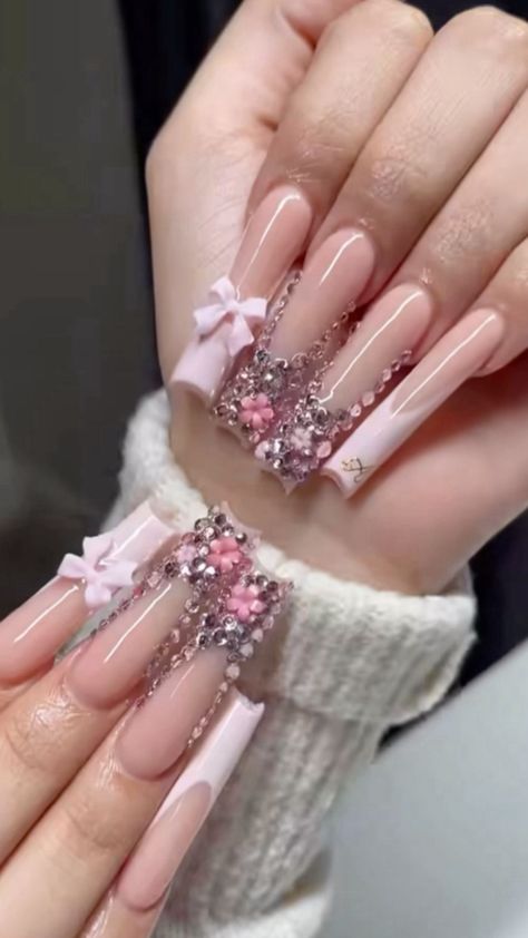 Pink Bling Nails, Nail Prep, Colored Acrylic Nails, Girly Acrylic Nails, Simple Acrylic Nails, Pretty Gel Nails, Unique Acrylic Nails, Nails Only, Pro Tip