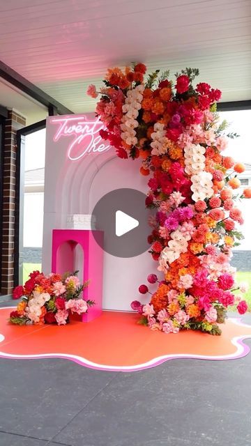 SYDNEY EVENT STYLIST | WEDDING PLANNER | FLORAL DESIGNER | on Instagram: "NANCY 🧡 Celebrating 21 in true style with @onpointplanningco #onpointplanningco! Get in contact with us today!  Event Stylist, Concept Creation, Design & Execution, Fresh Flowers & Props @onpointplanningco  Signage @lavorato_designs  Photographer @npmedia.events  Neon @theglowprojectsyd  . . . #freshflowers #flowersofinstagram #foryoupage #viralreels #sydneyevents #sydneyeventstylist #floraldesign #floralarrangements #prophiresydney #bridalshower #babyshower #bridalshowerideas #babyshowerideas #1stbirthdayideas  #engagementideas #weddinginspo #eventideas #partyideas #bridetobe #misstomrs #sydneystylists #sydneyfloraldesign #sydneyflowers #sydneyballoonstylist #balloonstylist #sydneypartyplanner" Immersive Floral Installation, Big Floral Installations, Color Block Floral Installation, Giant Flower Installation Art, Unique Event Decor, Flower Props, Pink And Red Flower Installation, Event Stylist, Floral Designer