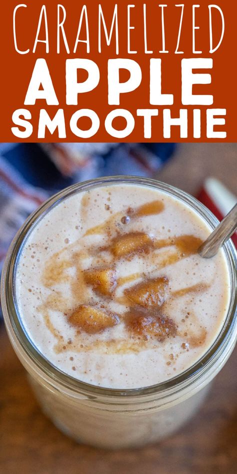 Add a taste of fall to your mornings, with these sweet and flavorful Caramelized Apple Smoothies. You can make a batch of the caramelized apples to have on hand for easy, fall inspired, breakfasts all season long. Make them extra fancy with a drizzle of caramel sauce! #smoothierecipe #caramelizedapples #easybreakfast #fallinspired Fall Smoothie Recipes, Caramel Apple Smoothie, Apple Carrot Muffins, Apple Smoothie Recipes, Fall Smoothies, Caramelized Apples, Caramelised Apples, Apple Slaw, Vegetarian Meal Plan