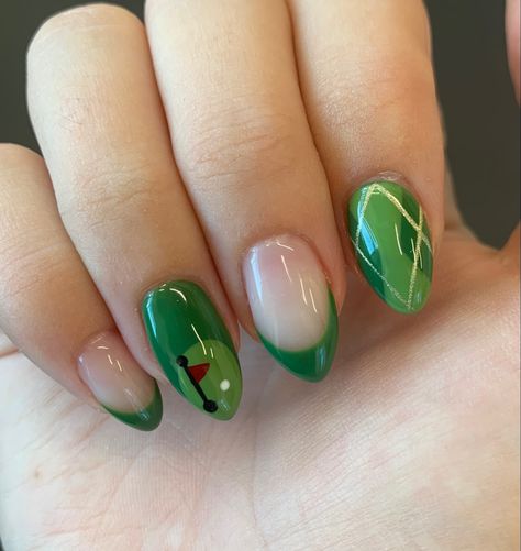 Nails Golf Design, Golf Themed Nail Designs, Golf Design Nails, Golf Theme Nails, Nail Art Golf, Masters Nails Golf, Golf Inspired Nails, Summer Camp Nails, Ireland Nails