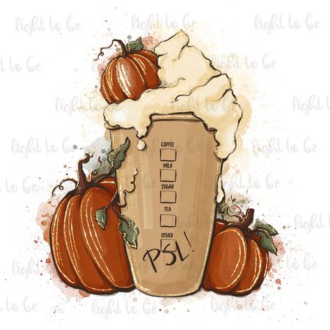 Digital Art Software, Starbucks Pumpkin Spice, Fall Drawings, Starbucks Pumpkin, Pumpkin Latte, Design Printable, Fall Coffee, Cozy Autumn, Autumn Coffee