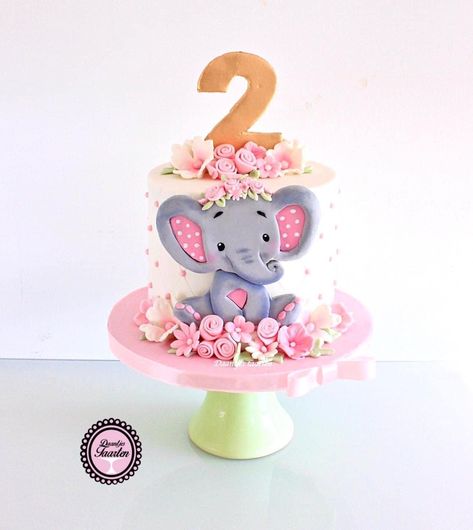 1st Birthday Elephant Theme, Elephant Theme Cake, 1 St Birthday Cake, Elephant Birthday Cakes, Decorating With Fondant, Nursery Decals Girl, 1 St Birthday, Girl Shower Themes, 40th Cake