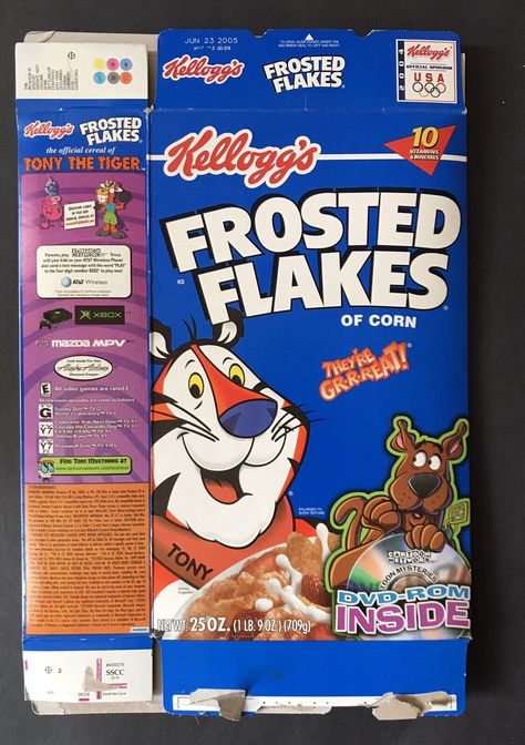 Frosted Flakes 2005 SCOOBY DVD ROM Still Inside Box! Cereal Premium Toy TOON New Cereal, Tony The Tiger, Breakfast Party, Lighted Ornaments, Types Of Lettering, Vintage Memory, New Trucks, The Tiger, Frosted Flakes