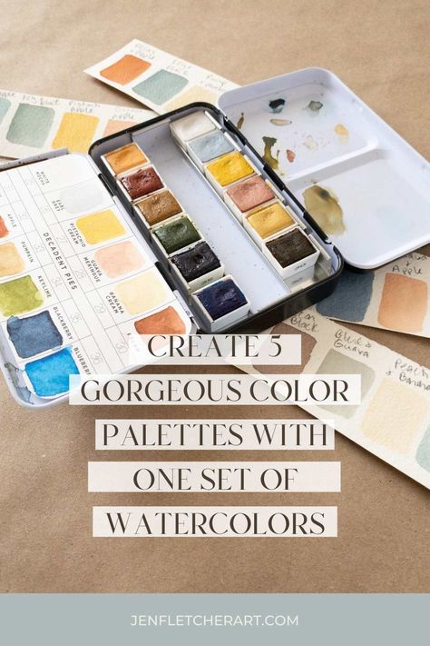 Art Philosophy makes gorgeous sets of watercolor paints that color coordinate beautifully. I use one set to show you how to combine colors to make 5 different palettes to use in your own modern colorful wall art. Click to see all of the color recipes! Limited Color Palette Watercolor, Watercolor Color Schemes, Watercolor Palette Aesthetic, Watercolor Combinations, Painting Ideas 2023, Easy Acrylic Painting Ideas, Modern Watercolor Art, Watercolor Supplies, Art Philosophy