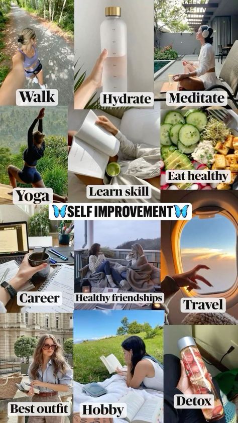 Healthy Habits Motivation, Vision Board Themes, Vision Board Collage, Vision Board Examples, Vision Board Wallpaper, Practicing Self Love, Manifesting Vision Board, Vision Board Images, Vision Board Goals